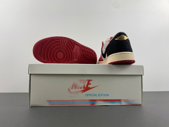 air jordan 1 low og x trophy room sail and varsity red fn0432-100