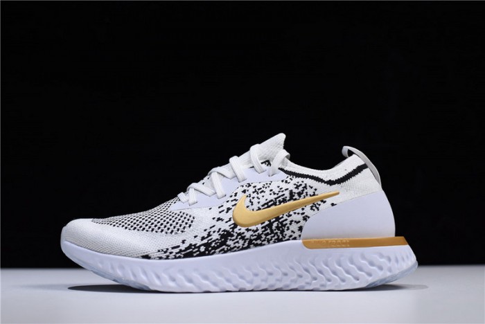 men''s nike epic react flyknit white/black-gold aq0067-071