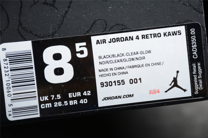 nike air jordan 4 retro kaws black 930155-001