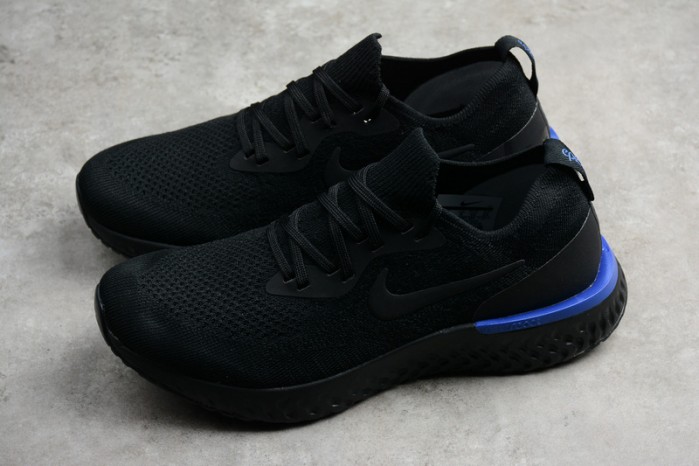 nike epic react flyknit black racer blue aq0067-004