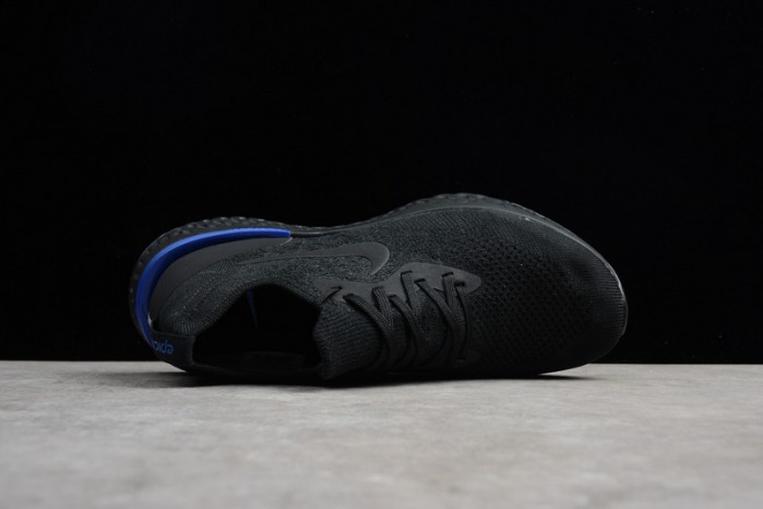 nike epic react flyknit black racer blue aq0067-004
