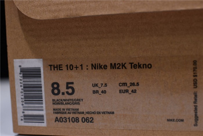 ow x nike m2k tekno black ,white a03108 062